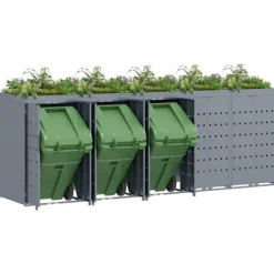 vidaXL Förvaring för 5 soptunnor Ljusgrå 340 x 77,5 x 121,5 cm