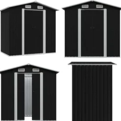 Förvaringsbod antracit stål 204x132x186 cm - Trädgårdsskjul - Trädgårdsbod - Home & Living Skjul, Garage & Carports