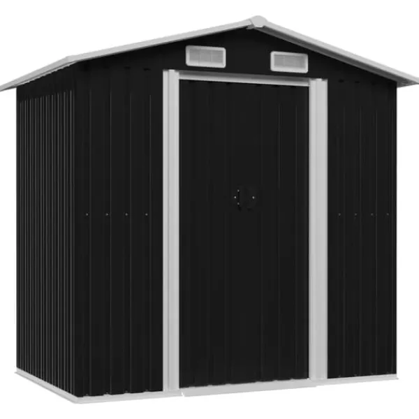 Förvaringsbod antracit stål 204x132x186 cm - Trädgårdsskjul - Trädgårdsbod - Home & Living Skjul, Garage & Carports