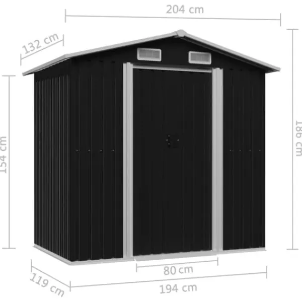 Förvaringsbod antracit stål 204x132x186 cm - Trädgårdsskjul - Trädgårdsbod - Home & Living Skjul, Garage & Carports