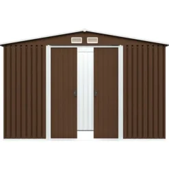 Förvaringsbod i metall - Robust och ventilerad redskapsbod | Färg: Brun | Storlek: 257x205x178 cm