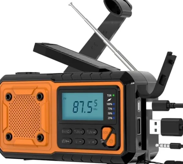 Online Fuleadture Handvevsradio 4000mAh, AM/FM/SW Väderradio, Solcell Vevradio, SOS & Ficklampa för Nödsituationer Beredskapsplaner