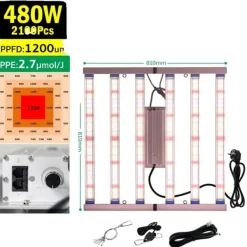 Online Fullspektrum LED-växtljus, dimbar rattkontroll, 240W effektutgång,480W Kit För Växt- & Örtplantering