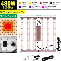 Online Fullspektrum LED-växtljus, dimbar rattkontroll, 240W effektutgång,480W Kit För Växt- & Örtplantering