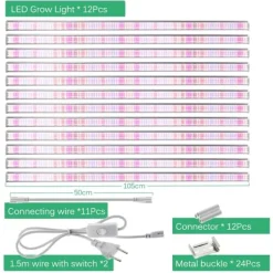 Sale Fullspektrum LED-växtljusbar, 105 cm längd, 10 eller 12 stycken set,12 delar set 105 cm Kit För Växt- & Örtplantering