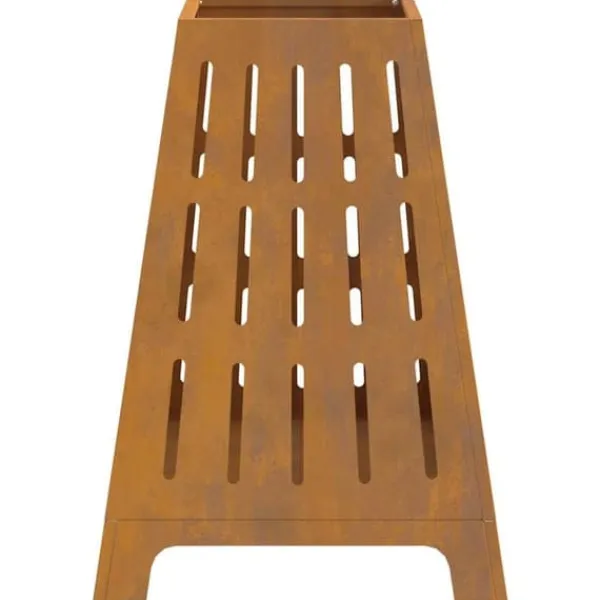 Fyrkantig eldstad i väderbeständigt stål - Utomhusdesign | Storlek: 50x50x70 cm