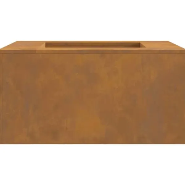 Discount Fyrkantig eldstad i väderbeständigt stål för utomhusbruk | Storlek: 80x80x40 cm | Färg: Stål Öppna Spisar