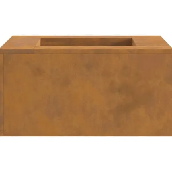 Clearance Fyrkantig eldstad i väderbeständigt stål - Utomhus vedeldad elldyna | Färg: Brun | Storlek: 60x60x30 cm Öppna Spisar