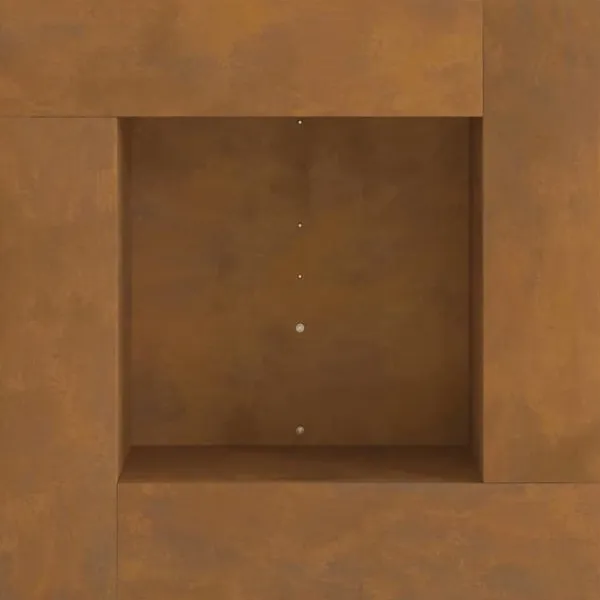 Clearance Fyrkantig eldstad i väderbeständigt stål - Utomhus vedeldad elldyna | Färg: Brun | Storlek: 60x60x30 cm Öppna Spisar
