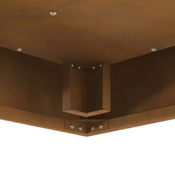 Clearance Fyrkantig eldstad i väderbeständigt stål - Utomhus vedeldad elldyna | Färg: Brun | Storlek: 60x60x30 cm Öppna Spisar