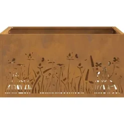 Online Fyrkantig eldstad i väderbeständigt stål | Storlek: 60x60x30 cm | Färg: Stålgrå Öppna Spisar
