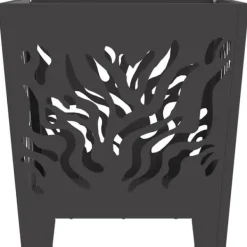 Sale Fyrkantig modern eldstad i stål | Färg: Svart | Storlek: 40x40x40 cm Öppna Spisar