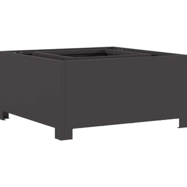 Hot Fyrkantig svart eldstad i stål för utomhusbruk | Storlek: 60x60x30 cm | Färg: Svart Öppna Spisar