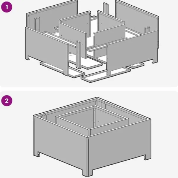 Hot Fyrkantig svart eldstad i stål för utomhusbruk | Storlek: 60x60x30 cm | Färg: Svart Öppna Spisar