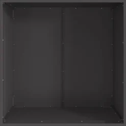 Fyrkantig svart vedeldad eldstad i stål | Storlek: 80x80x43 cm | Väderbeständig och hållbar