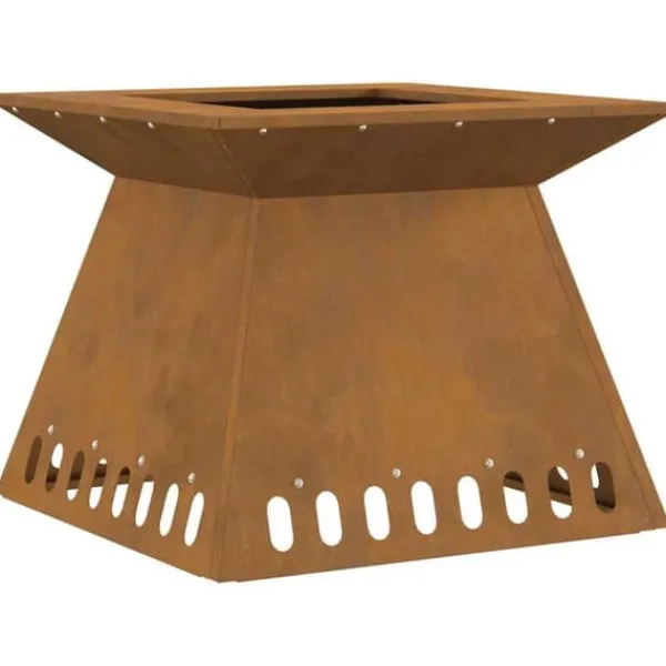 Hot Fyrkantig utomhus eldstad i väderbeständigt stål | Storlek: 48x48x40 cm Öppna Spisar