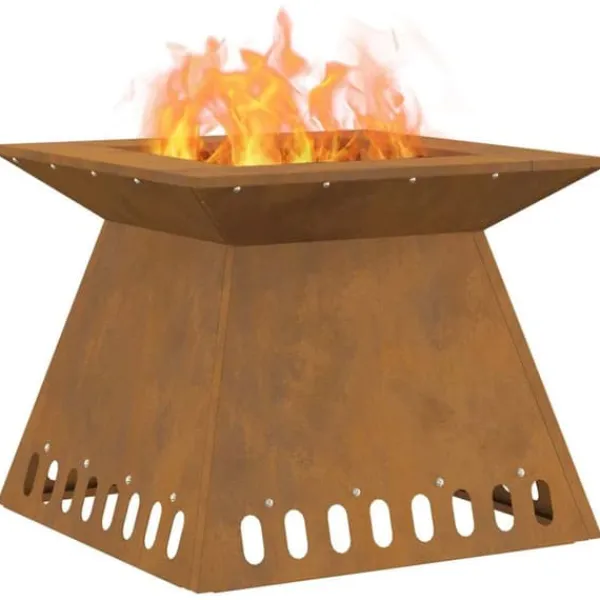 Hot Fyrkantig utomhus eldstad i väderbeständigt stål | Storlek: 48x48x40 cm Öppna Spisar