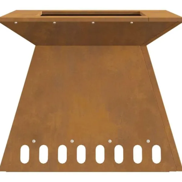 Hot Fyrkantig utomhus eldstad i väderbeständigt stål | Storlek: 48x48x40 cm Öppna Spisar