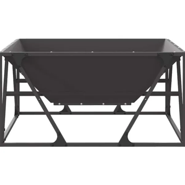 New Fyrkantig utomhus eldstad i stål - Modern design | Färg: Svart | Storlek: 80x80x40 cm Öppna Spisar