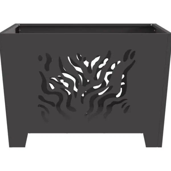 New Fyrkantig vedeldad eldstad i stål - Utomhuseldstad | Färg: Svart | Storlek: 60x60x40 cm Öppna Spisar
