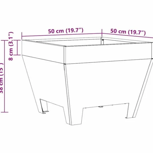 Fyrkantig vedeldad eldstad i stål - Modern utomhusvärmare | Färg: Svart | Storlek: 50x50x30 cm Vedeldade Kaminer