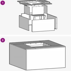 Clearance Fyrkantig vedeldad utomhuseldstad i svart stål | Storlek: 60x60x30 cm Vedeldade Kaminer