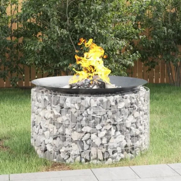 vidaXL Gabion för eldstad Ø 100 cm galvaniserat järn