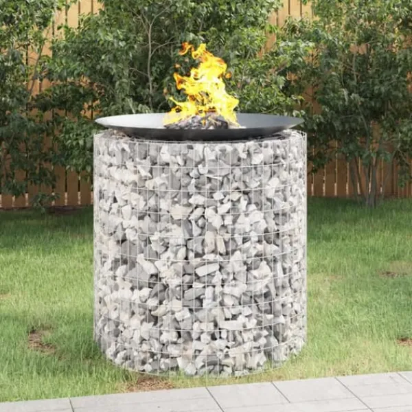 vidaXL Gabion för eldstad Ø 100 cm galvaniserat järn