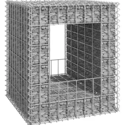 Best Gabionkorg - Stolpform för trädgårdsdekoration | Storlek: 50x50x60 cm | Material: Järn Trädgårdsprydnader