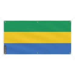 New Gabon flagga - PIXELFORMA - 6 öljetter 90x180 cm - Slitstark polyester - Digital termisk överföring Flaggor & Vindstrutar