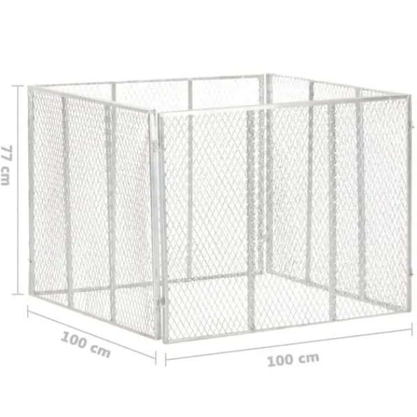 Galvaniserad kompost 100x100x77 cm - Stabil och luftig för trädgårdsavfall | Storlek: 100x100x77 cm