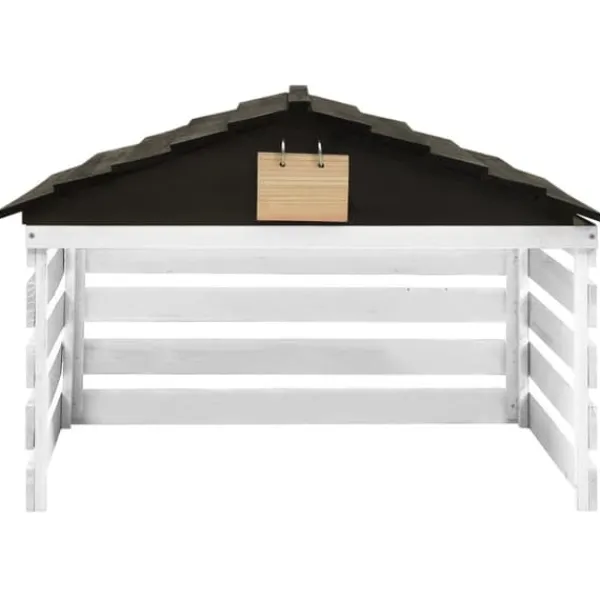 Garage för robotgräsklippare i granträ - Hållbart skydd mot väder | Färg: Svart/Vit | Storlek: 78x74x54 cm