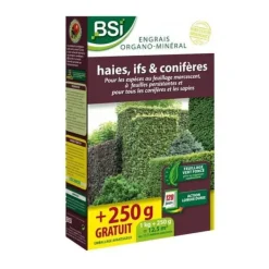 Outlet Gödsel för ekologisk häck/idegran/barrträd - BSI - Mörkgrönt bladverk - Långvarig verkan - 12,5 m² Gödningsmedel
