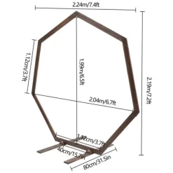Hot Geometrisk bröllopsbåge i trä - Bakgrundsstativ - Retro stil - Polerad yta - Längd 2,24 m - Höjd 2,19 m - Storlek M - Brun Valvbågar, Spaljéer, Bersåer & Pergolor