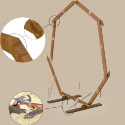 Hot Geometrisk bröllopsbåge i trä - Bakgrundsstativ - Retro stil - Polerad yta - Längd 2,24 m - Höjd 2,19 m - Storlek M - Brun Valvbågar, Spaljéer, Bersåer & Pergolor