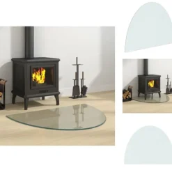Discount Glas - Living Glasskiva för öppen spis halvrund 800x600 mm Tillbehör Till Vedeldade Kaminer & Öppna Spisar