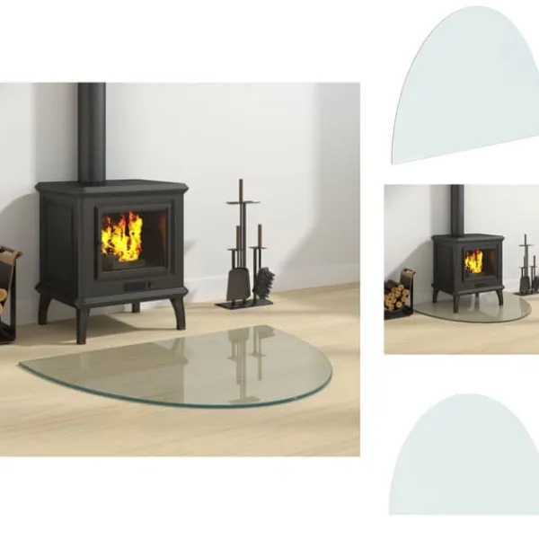 Discount Glas - Living Glasskiva för öppen spis halvrund 800x600 mm Tillbehör Till Vedeldade Kaminer & Öppna Spisar