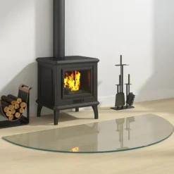 vidaXL Glasskiva för öppen spis halvrund 1200x600 mm