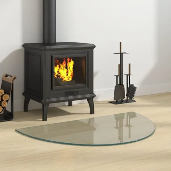 New Glasskiva för öppen spis halvrund 800x500 mm Tillbehör Till Vedeldade Kaminer & Öppna Spisar