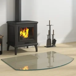 vidaXL Glasskiva för öppen spis 80x60 cm
