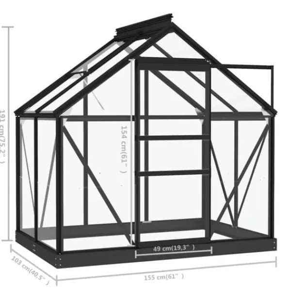 Sale Glasväxthus antracit 155x103x191 cm aluminium - Växthus - Växt Hus - Home & Living Växthus