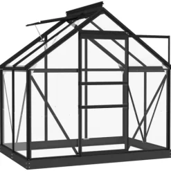 Online Glasväxthus i antracit med aluminiumkonstruktion | Storlek: 155x103x191 cm Växthus