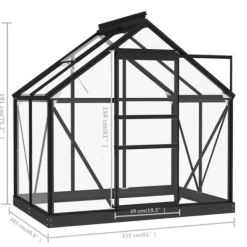 Online Glasväxthus i antracit med aluminiumkonstruktion | Storlek: 155x103x191 cm Växthus