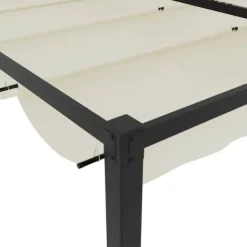 Best Gräddvit paviljong med infällbart tak - Trädgårdspaviljong | Storlek: 3x3 m | Material: Stål Valvbågar, Spaljéer, Bersåer & Pergolor