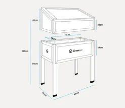 New Greenspot Miniväxthus med lock för balkong och terrass 80x45x120 cm - Växthus på träplattform, Upphöjd träbädd, Kallram med lock på höga ben, Mörk ros | CDON Växthus