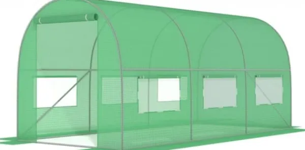 Viking Choice Grön tunnelväxthus 450x200x200cm för hobbyträdgårdsmästare - Hållbart, enkel montering, UV-beständigt