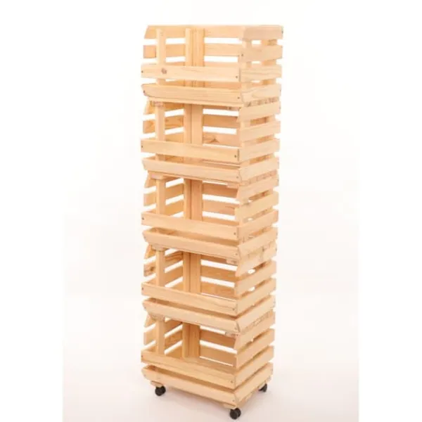 Grönsakslåda / trä låda för grönsaker / fruktställ / låda / hylla 132 x 37 x 30 cm med hjul / tall