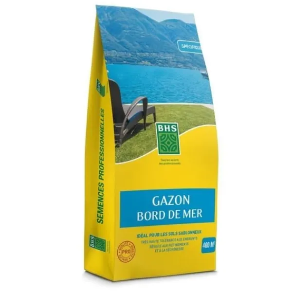 New Gräsmatta - BHS - Seaside Lawn 10 kg | Resistent mot vind, torka och salt | Vacker, attraktiv och robust sommargräsmatta. Jord & Sand