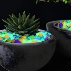 GR15527-Utomhus lysande sten, 200 st konstgjorda fluorescerande småsten dekoration för trädgård Pathway poolbelysning