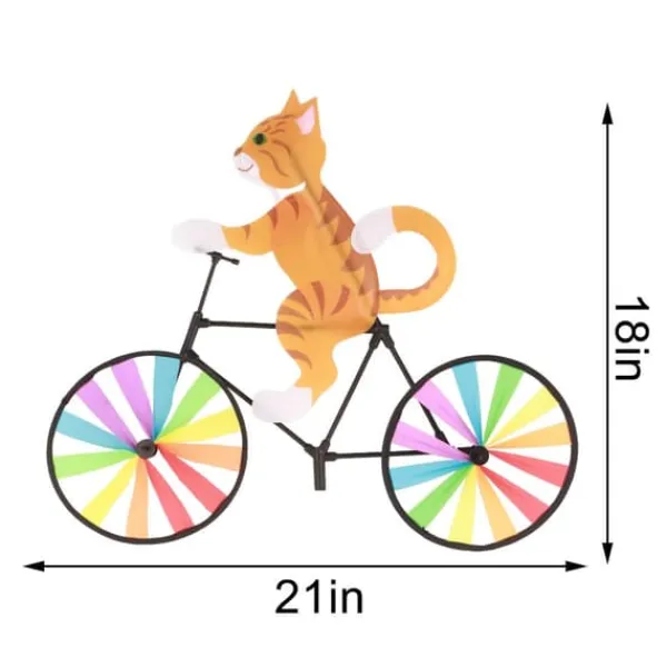 Outlet Gul Katt Cykel Väderkvarn Vindspinner Djur Vindspinner Ornament Vinddekoration